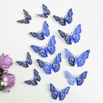 Pet Butterfly Wall Stickers Colorized Butterfly 3D Texture Faux-Metallic Wall 12 PCs Hollow Butterfly Wall Stickers