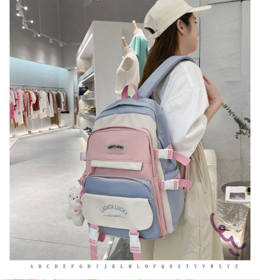 New Ins Style Korean Style Fashion Casual Early High School Student Schoolbag Large Capacity Computer Color Matching Backpack for Men