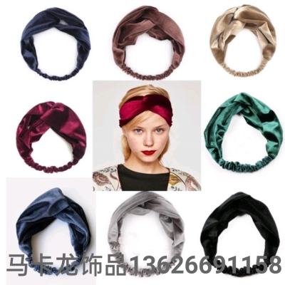 Korean Velvet Fashion Hair Band Headband Hair Ring Cross Headband Headwear