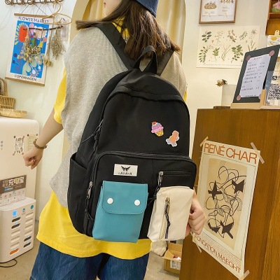 Middle School Student Schoolbag Female 2022 New Korean Style Campus Fashion College Backpack Harajuku Japanese Girl Double Pocket