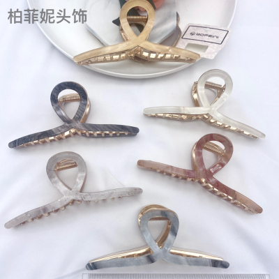 Ribbon Hairpin Korean Style Cellulose Acetate Sheet Hair Accessories Alloy Grip Updo Temperament Hair Claw Hollow Hairpin