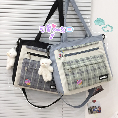 Small Bag Female 2022 New Fresh Plaid School Girl Messenger Bag Japanese Tuition Bag Shoulder Messenger Bag