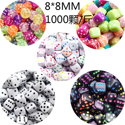 Ornament Accessories 8mm Acrylic Mahjong Dice Beaded Oblique Hole Dice Scattered Beads Diy Material Bracelet Necklace Bracelet