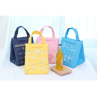 New Portable Lunch Bag Cartoon Little Fish Picnic Bag Ice Pack Cute Underwater World Insulated Bag Canvas Isothermic Bag