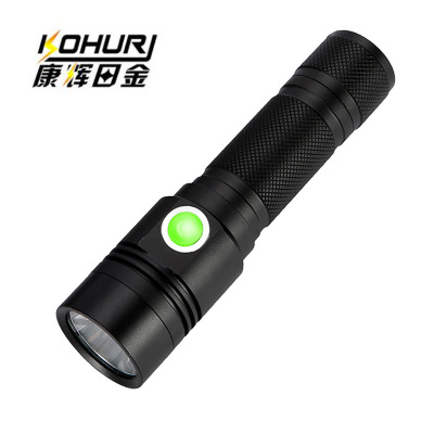 Cross-Border New T6 Power Torch USB Rechargeable Aluminum Alloy Power Display Telescopic Zoom LED Flashlight