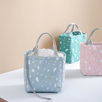 2022 New Simple Portable Lunch Box Wholesale Cotton and Linen Drawstring Pull String Office Workers with Rice Insulated Bag