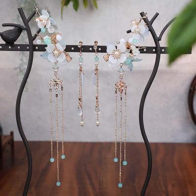 Barrettes Earrings Set Court Women Ancient Style Han Chinese Clothing Hairpin Super Fairy Ancient Costume Earrings Tassel Hair Accessories