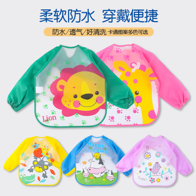 Factory Eva Children Waterproof Smock Eating Clothes Infant Painting Clothes Long Sleeve Bib Anti-Dirty Bib Anti-Fouling