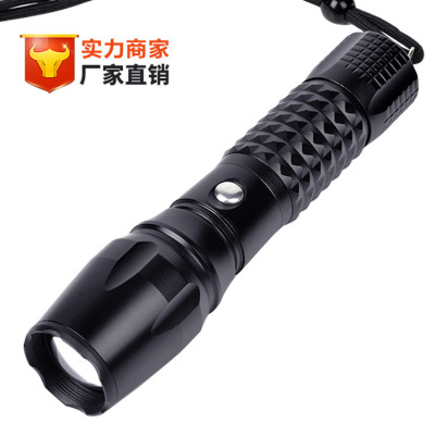 New LED Flashlight Tube Strong Light Rechargeable Retractable Super Bright Multifunctional Outdoor Direct Punch Flashlight