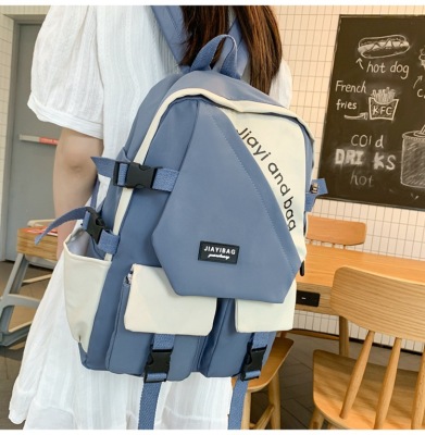 2022 New Nylon Backpack Female College Student Japanese Style Simple Girls Backpack Large Capacity High School Student Schoolbag