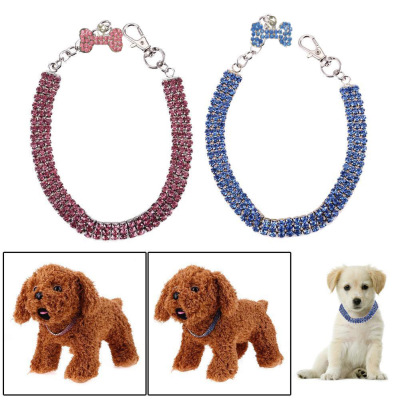 Pet Decorations Accessories 3 Rows Rhinestone Dense Claw Pet Necklace Dog Leash Cat Crystal Collar Pet Supplies