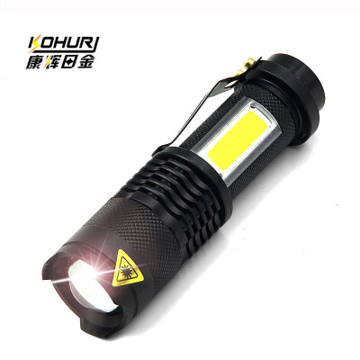 Zoom Mini Torch 14500 Battery LED Flashlight Cob AA5 3 Gear Dual-Purpose Telescopic Flashlight