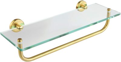 Hardware Bathroom Factory Direct Bathroom Bathroom Golden Single Layer Stainless Steel Glass Glass Storage Rack