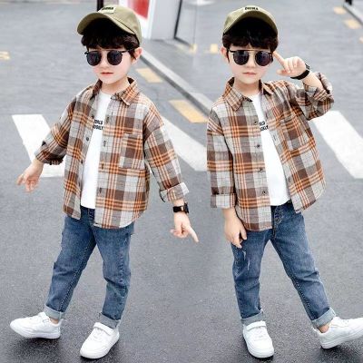 children's clothing boys' autumn clothing long sleeve shirt new style children's western style medium and big children's spring and autumn lattice shirt boys' fashionable shirt