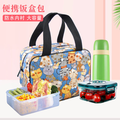 New Style Lamination Canvas Waterproof Lunch Box Lunch Box Amazon Hot Sale Portable Belt Rice Insulated Bag