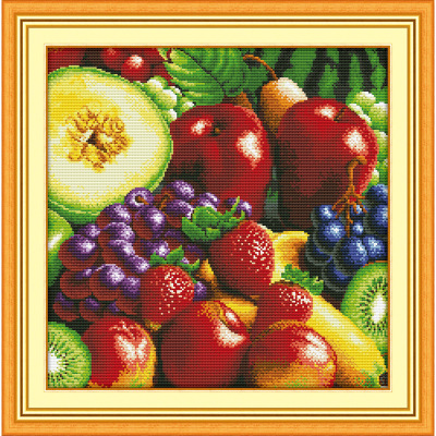 Wholesale New Style Living Room DIY Fabric Cross Stitch Material Package Crafts Fruit Eight