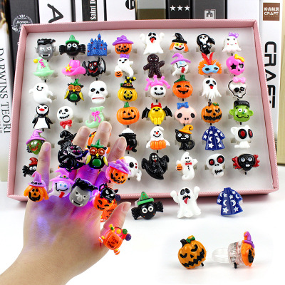 Halloween Luminous Toy Flash Pumpkin Lamp Luminous LED Ring Small Gift Children Finger Lights Wholesale