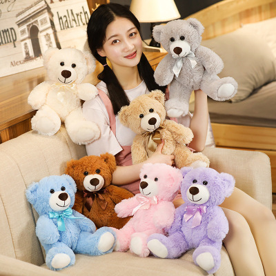 Factory Wholesale Colorful Bear Teddy Bear Doll Plush Toys Seven-Color Bear Children's Wedding Holiday Gift