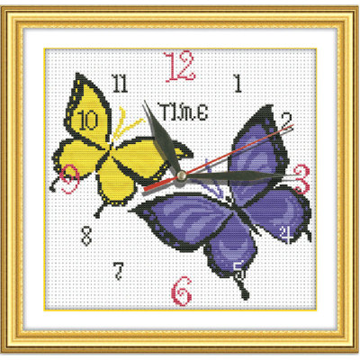 Wholesale Fabric Handmade New Printed Cross Stitch Craft Gift Two Butterflies