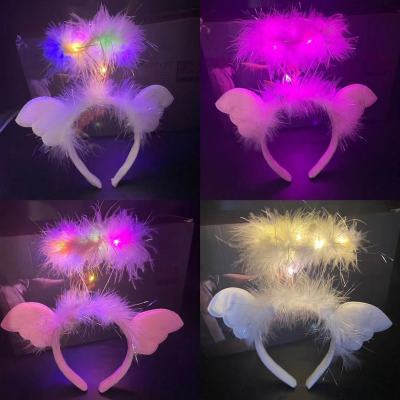 Angel Wings Feather Headband Stage Festival Headwear Fairy Wreath Led Head Buckle Children's Luminous Toys Product