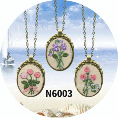 3 Patterns European Necklace Embroidery DIY Material Package Kit Antique Kit Handmade DIY Embroidery Kit Fabric