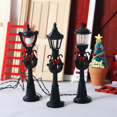 Dollhouse Doll House Black Street Lamp Floor Lamp Gate Santa Claus Holiday Scene Atmosphere Decoration Set