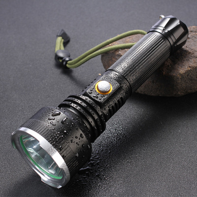 Power Torch Aluminum Alloy Smooth Cup High Power Outdoor Lighting Cycling Long Shot Fishing Rechargeable Flashlight Wholesale