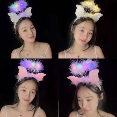 Angel Headband Stage Festival Headwear Fairy Wreath Luminous Little Angel Head Buckle Night Market Push Scan Code Small Gift