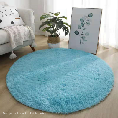 Solid Round Silk Wool Carpet Nordic Simple Bedroom Living Room Sofa Plush Mats Household Hanging Basket Long Wool Rugs