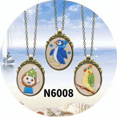 European-Style Necklace Vintage Embroidery 3 Patterns Handmade DIY Fabric European-Style Three-Dimensional Embroidery Material Package Factory Direct Sales