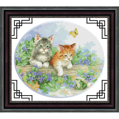 Printed Cross Stitch Wholesale Handmade Crafts Material Package Cross Stitch Double Cat Figure