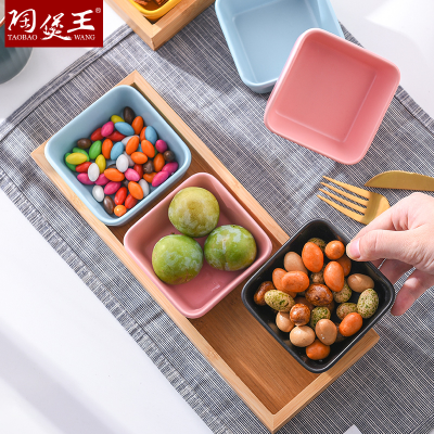 High Temperature Fired Nordic Ceramic Snack Grid Ins Creative Ceramic Dinner Plate Bread Plate Dish Baking at Home Plate