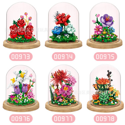 Zhegao Mini00973-78 Preserved Fresh Flower Building Blocks Decoration Holiday Gift Puzzle Assembled Girl Toy Rose