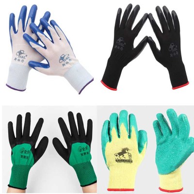 Labor Protection Gloves Dipping Industrial Rubber Coated Gloves Labor Protection Full Hanging Thickened Factory Wholesale Labor Protection Nitrile Rubber Gloves