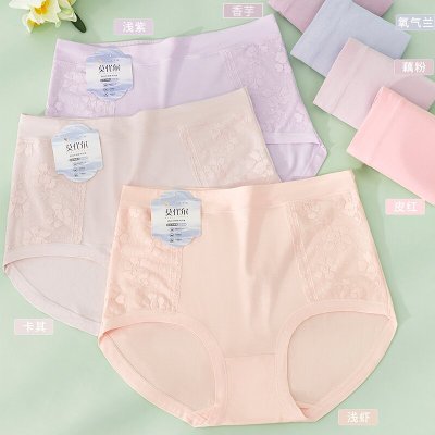 2022 Advanced Bamboo Fiber Modal Underwear Large Size High Elastic High Waist Briefs Lace Women's Panties Wholesale