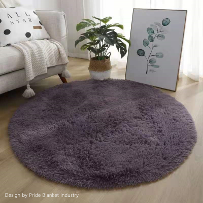Bedroom Solid Circle Silk Wool Carpet Nordic Simple Living Room Sofa Plush Mats Household Hanging Basket Long Wool Rug