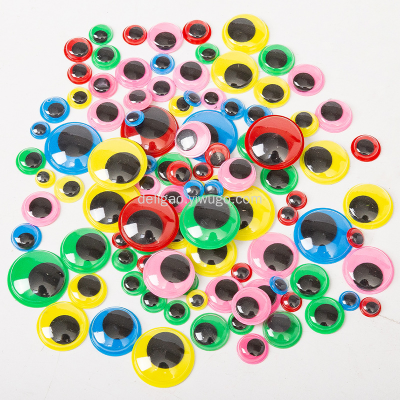 Deligao Color Plastic Moving Eyes Handmade DIY Animal Eye Band Eyelash Eye Beads Paste Black and White Eyes