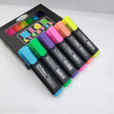 Colored Black Poles Fluorescent Pen Students Draw Key Points Marker Large Capacity Painting Hand Account Pens