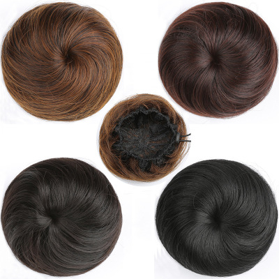 Factory Wholesale Korean Style Half Hair Updo Chignon Straight Hair Bud-like Hair Style Hair Band Buckle Rubber Band Drawstring Wig Buds