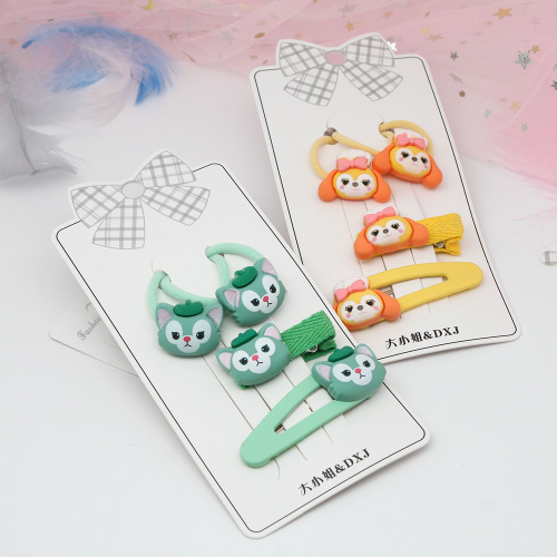 Cute Cartoon Girl Hairpin Barrettes Little Girl Princess Hair Accessories Korean Children Side Clip Headdress Set