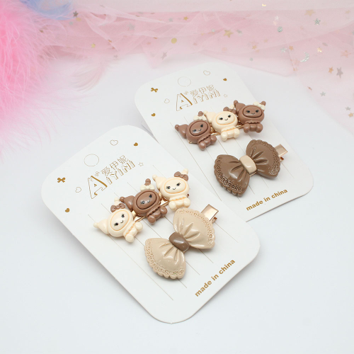 bb clip frosted side bangs clip fashion milk tea color versatile temperament side clip female headwear set