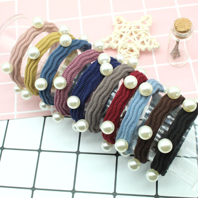 New Korean Style High Elastic Hair Ring Hair Rope Jacquard Twill Seamless Rubber Band Towel Ring Hair Rope Beaded Hair Accessories