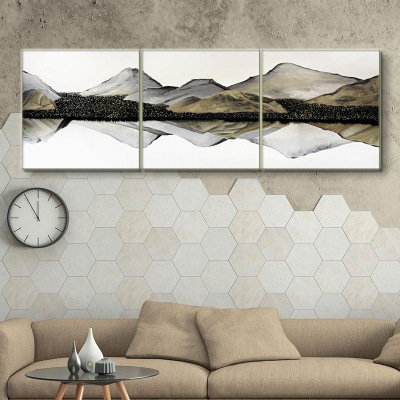 Three-Piece Painting Corridor Decoration Oil Painting Mountains And Rivers Background Painting Simple Style Living Room Mural Bedroom Sofa Background Mural