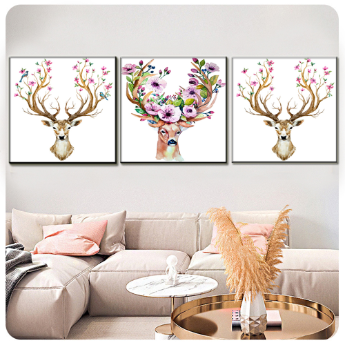 three-piece painting corridor oil painting decoration landscape background painting simple style living room mural bedroom sofa background mural