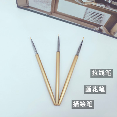Manicure Brush Line Drawing Pen 3 PCs Metal Rod Fine Hair Hook Line Pen Nails Fluoresent Marker Painting Pen Manicure Implement