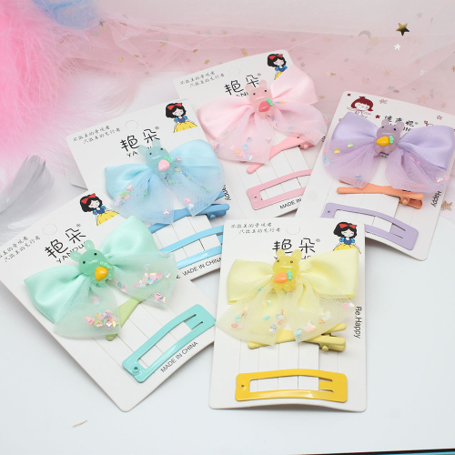 sweet princess mesh bow head rope rubber band children‘s hair accessories cute flower fruit patch bb clip set