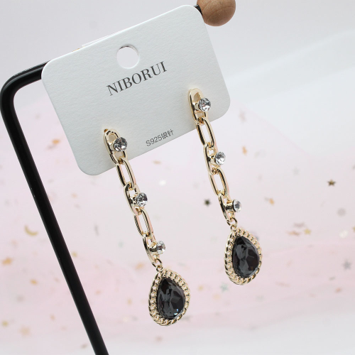 Women‘s Long Tassel Rhinestone Pearl Earrings Korean-Style Graceful and Fashionable 925 Silver Pin Earrings Anti-Allergy Dull Polish Bead