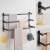 Hanging Rod Black Punch-Free Towel Bar Towel Rack Bathroom Storage Rack Toilet Bath Towel Storage Rack Bathroom Wall Hanging