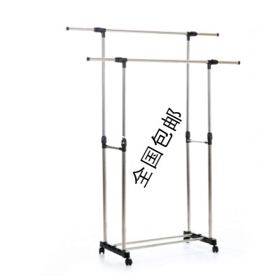 Direct Sales Double Rod Telescopic Elevating Drying Racks Stainless Steel Folding Floor Mobile Practical Drying Rack