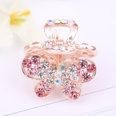 Alloy Bow Barrettes Elegant Korean Fashion Diamond Small Jaw Clip Clothing Accessories Factory in Stock Wholesale